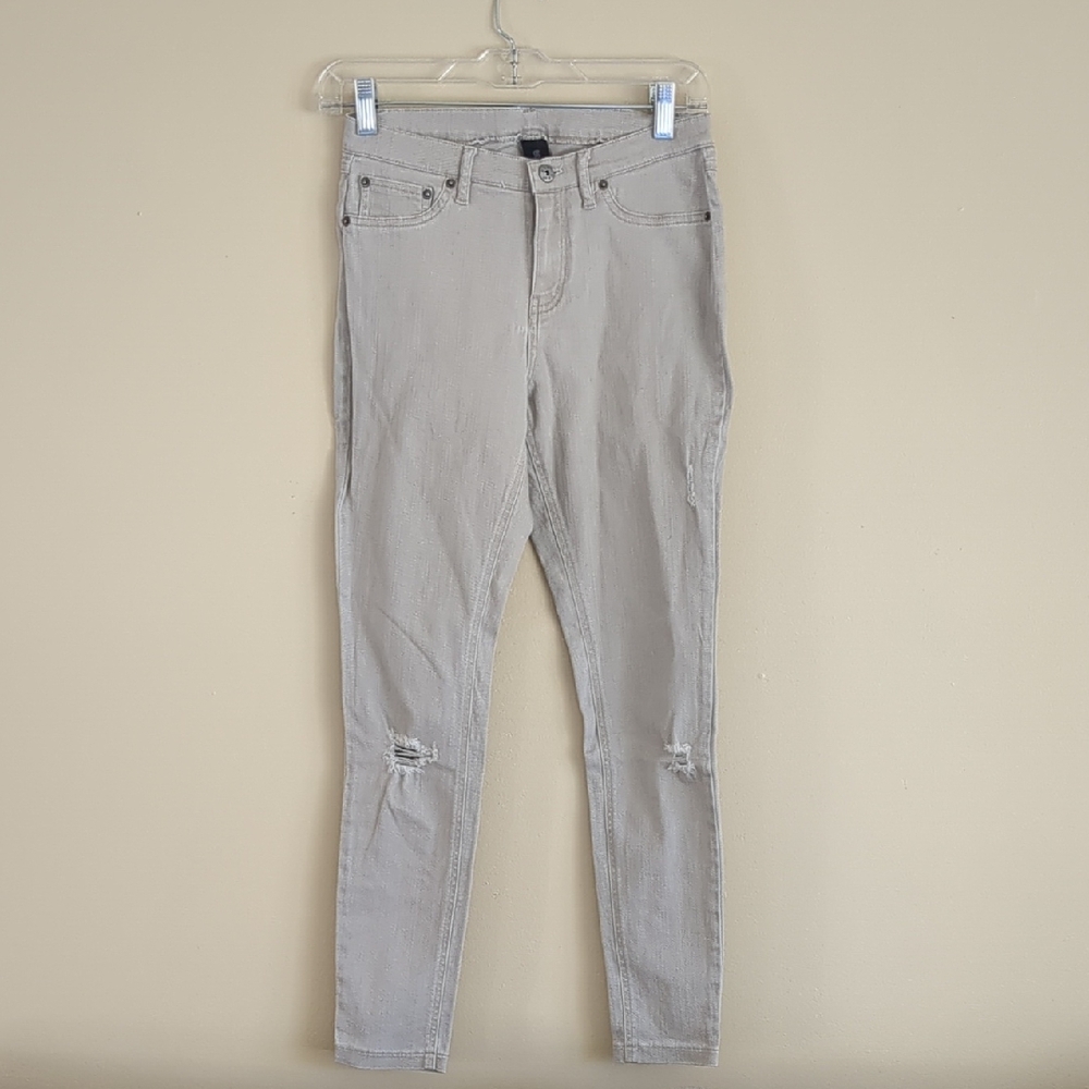 Small Distressed Hue Pants Beige Busted Knees Jegging Style